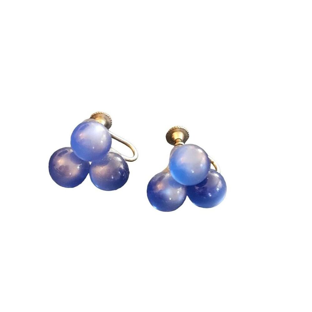 Vintage Stone Earrings Women's Blue Jewelry
